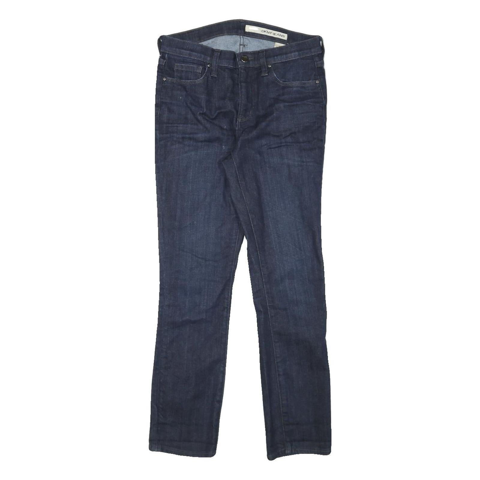 DKNY Womens Regular Blue Denim Jeans W28 L27 Zip Closure Classic Fit Stylish