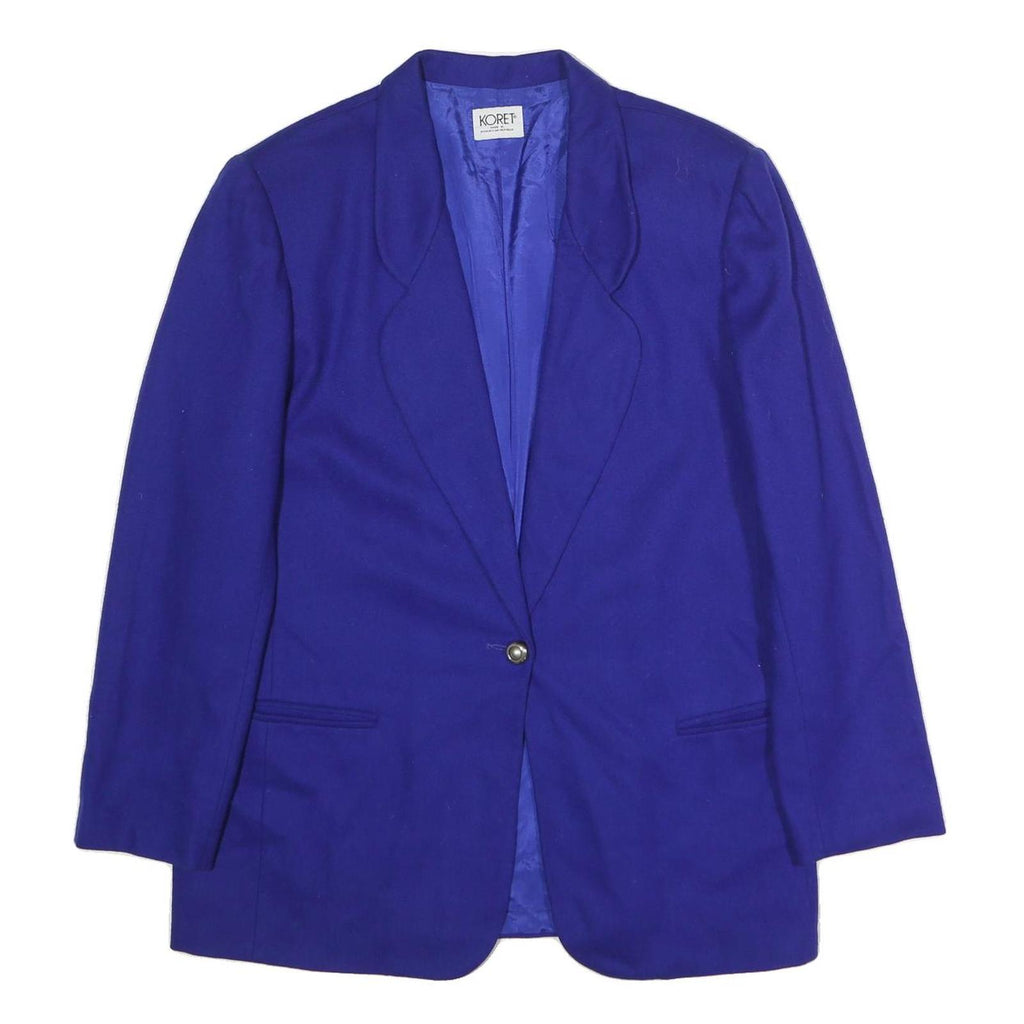 KORET Womens Blue Wool Jacket UK 16 Tailored Button Closure Plain Elegant