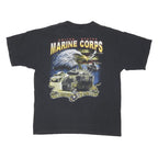 BAYSIDE Mens Black United States Marine Corps Graphic T-Shirt L Short Sleeve
