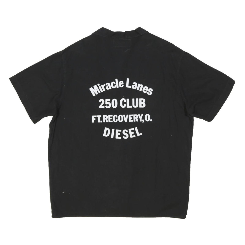 DIESEL Mens Black Cotton Blend Shirt L Miracle Lanes 250 Club Graphic Back