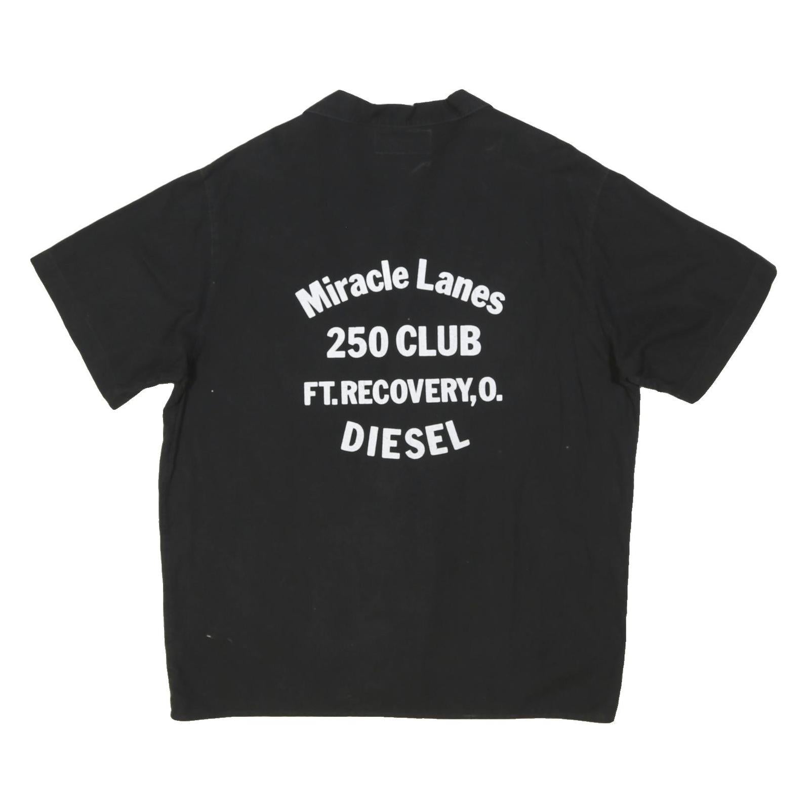 DIESEL Mens Black Cotton Blend Shirt L Miracle Lanes 250 Club Graphic Back