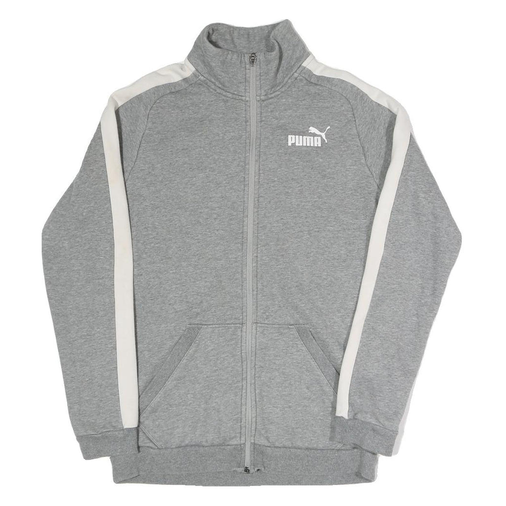 PUMA Mens Grey & White Zip Track Jacket XS Cotton Blend Plain Sportswear