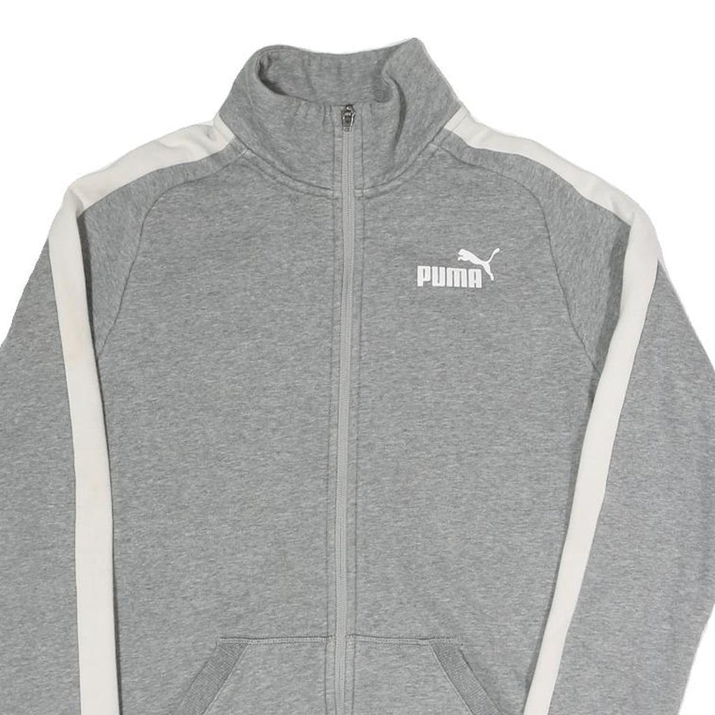 PUMA Mens Grey & White Zip Track Jacket XS Cotton Blend Plain Sportswear