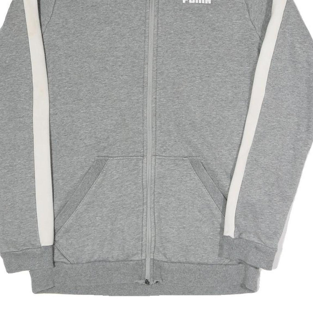 PUMA Mens Grey & White Zip Track Jacket XS Cotton Blend Plain Sportswear