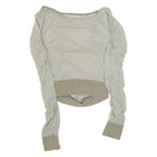 Ruched Womens Top Green Long Sleeve S