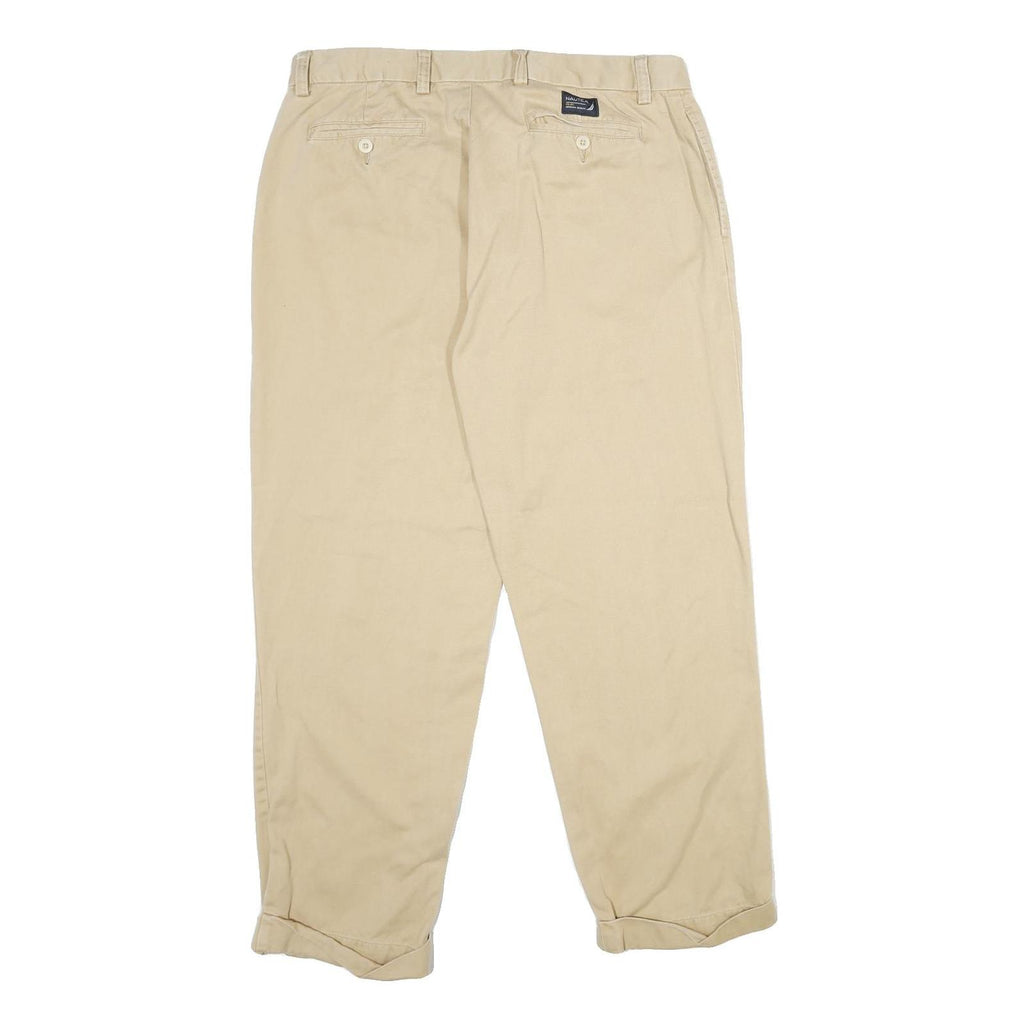 NAUTICA Mens Cotton Beige Classic Straight Trousers W36 L30 Casual Comfortable