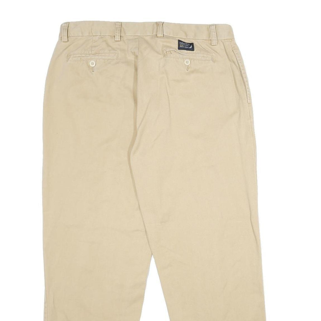 NAUTICA Mens Cotton Beige Classic Straight Trousers W36 L30 Casual Comfortable