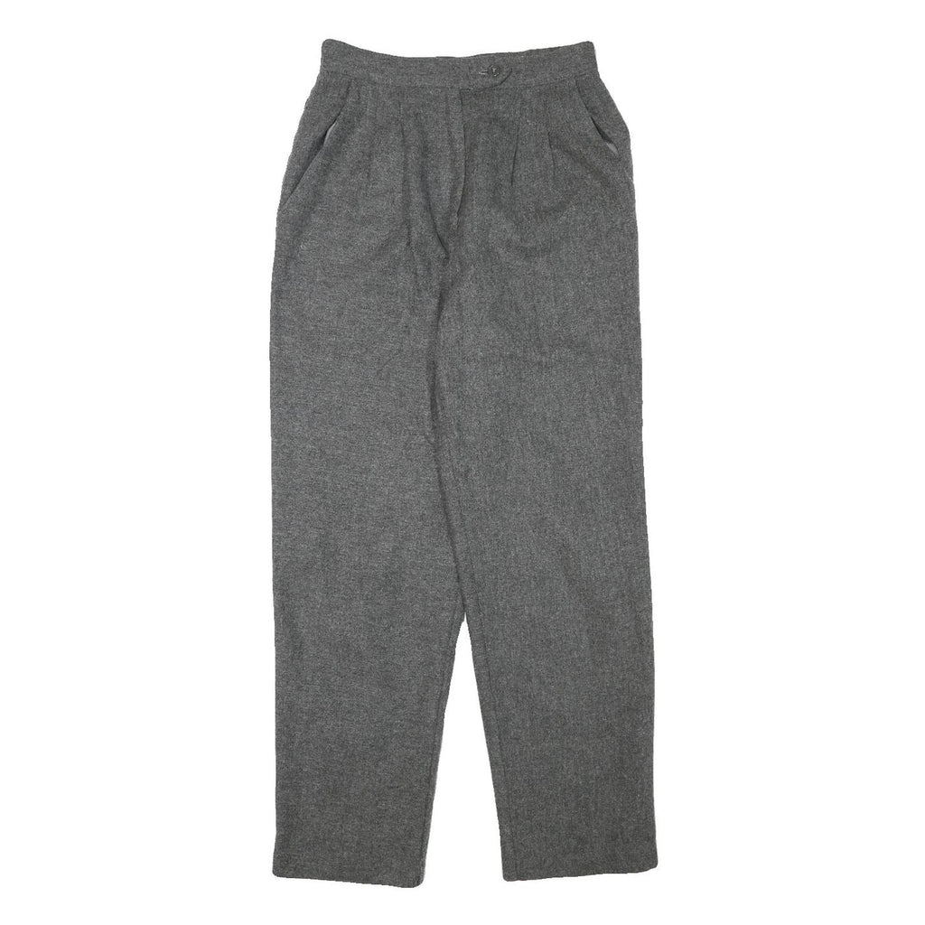 WILLOWRIDGE Womens Wool Blend Grey Relaxed Straight Trousers W26 L28 Comfortable