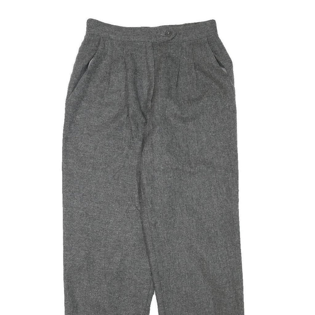 WILLOWRIDGE Womens Wool Blend Grey Relaxed Straight Trousers W26 L28 Comfortable