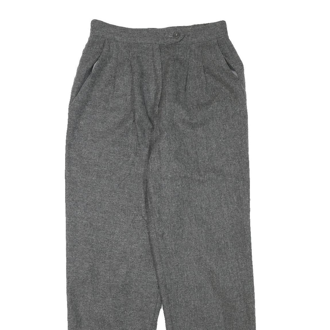 WILLOWRIDGE Womens Wool Blend Grey Relaxed Straight Trousers W26 L28 Comfortable