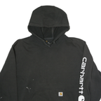 CARHARTT Mens Black Hoodie 2XL Cotton Pullover Logo Print Workwear