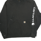 CARHARTT Mens Black Hoodie 2XL Cotton Pullover Logo Print Workwear