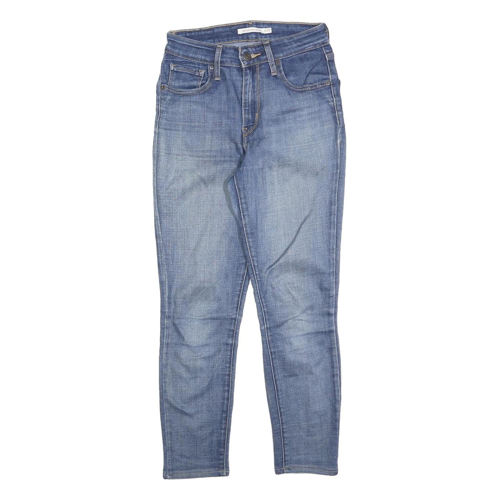 LEVI'S 721 Womens Jeans Blue Slim Skinny Denim Medium W25 L25 Stretch Cotton