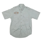 Mens Pale Green Cotton Blend Short Sleeve Shirt S Button Front Cargo Pockets