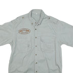 Mens Pale Green Cotton Blend Short Sleeve Shirt S Button Front Cargo Pockets