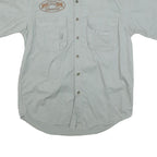 Mens Pale Green Cotton Blend Short Sleeve Shirt S Button Front Cargo Pockets