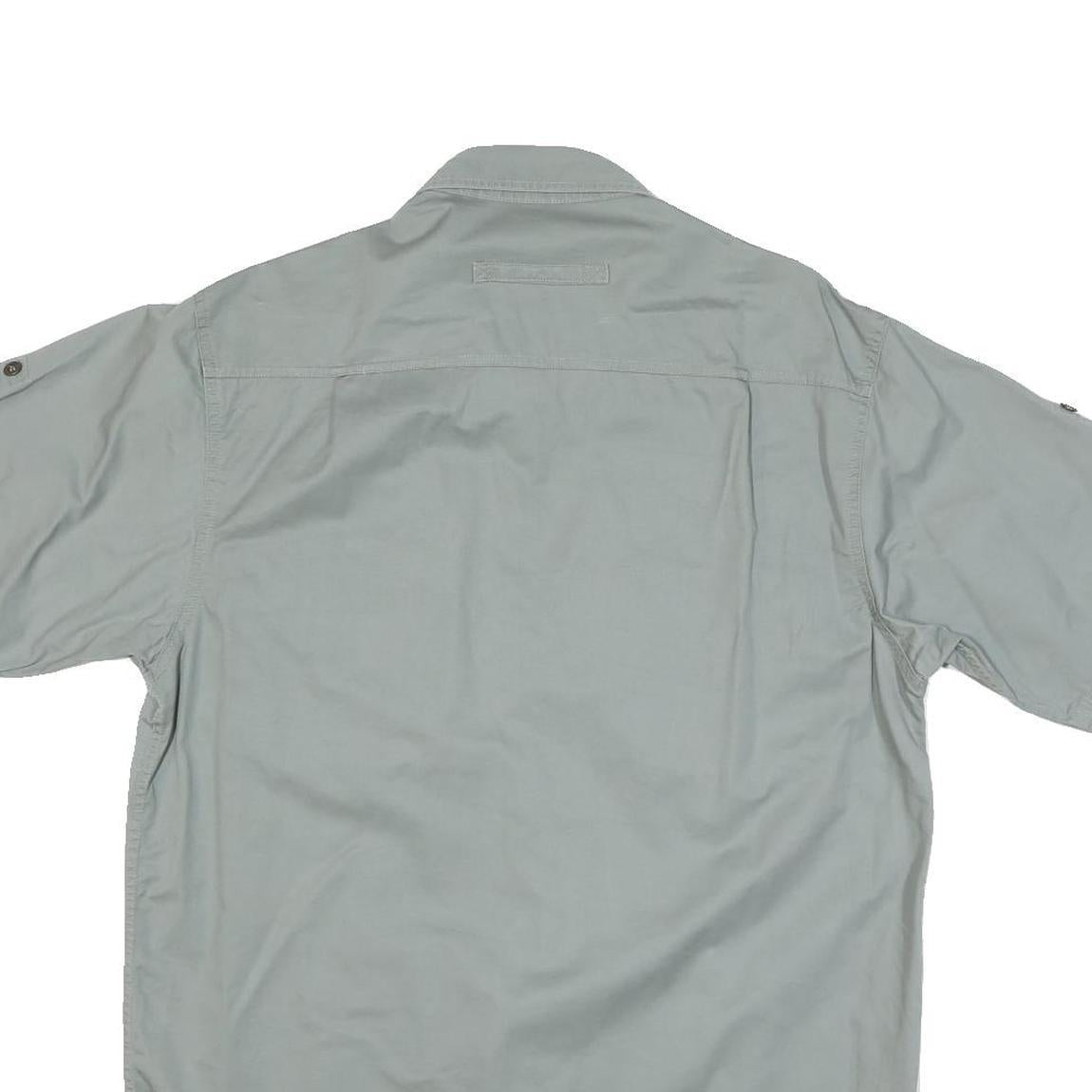 Mens Pale Green Cotton Blend Short Sleeve Shirt S Button Front Cargo Pockets