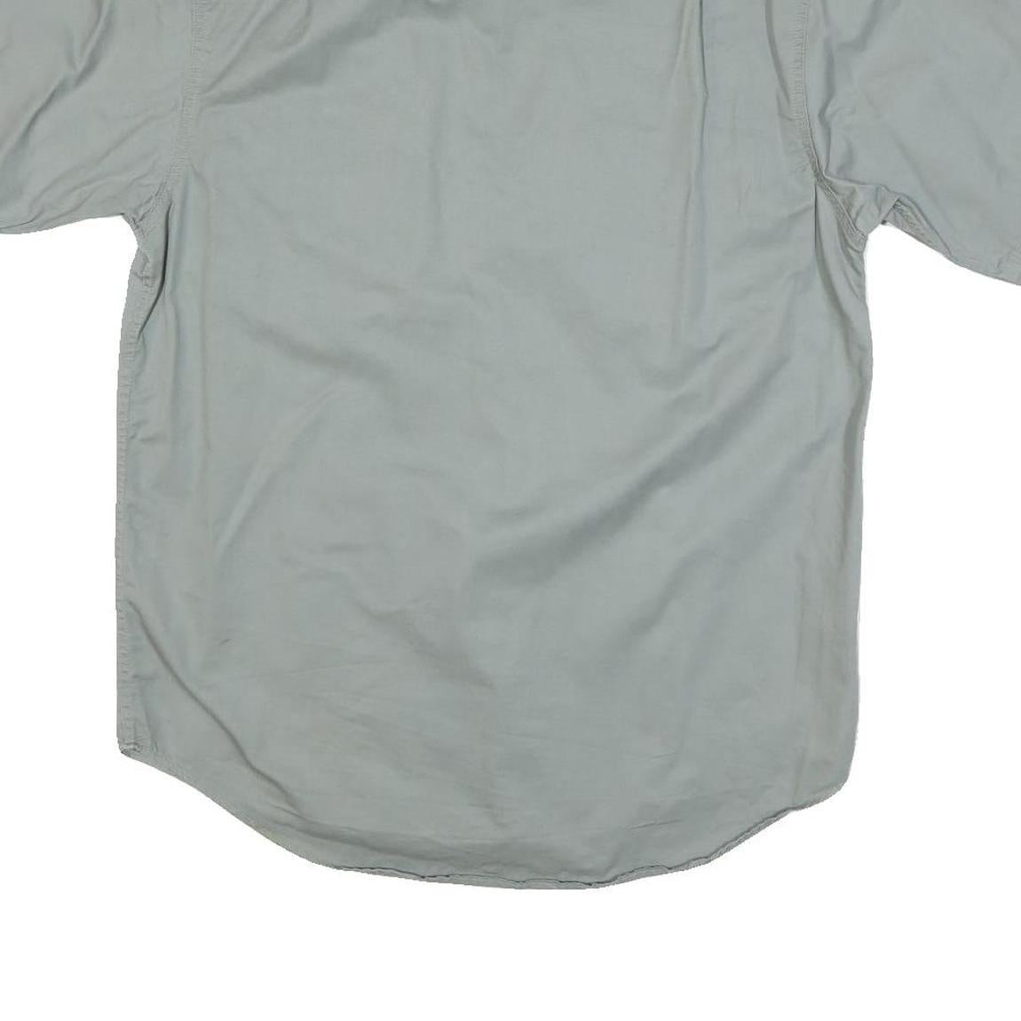 Mens Pale Green Cotton Blend Short Sleeve Shirt S Button Front Cargo Pockets