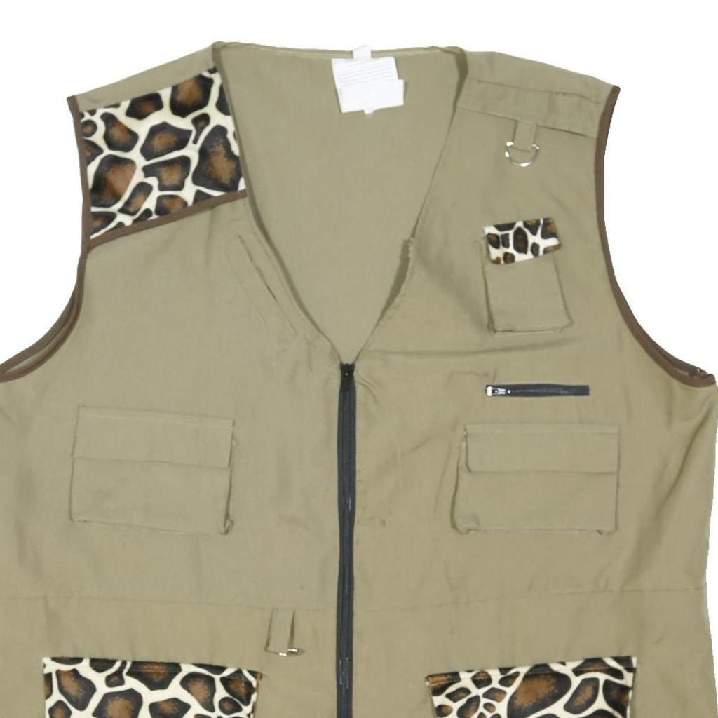 Womens Beige & Brown Animal Print Polyester Blend Jacket XL Plain Safari Utility
