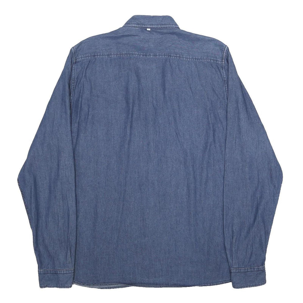 LACOSTE LIVE Mens Blue Denim Shirt XL Casual Cotton Long Sleeve Pocket