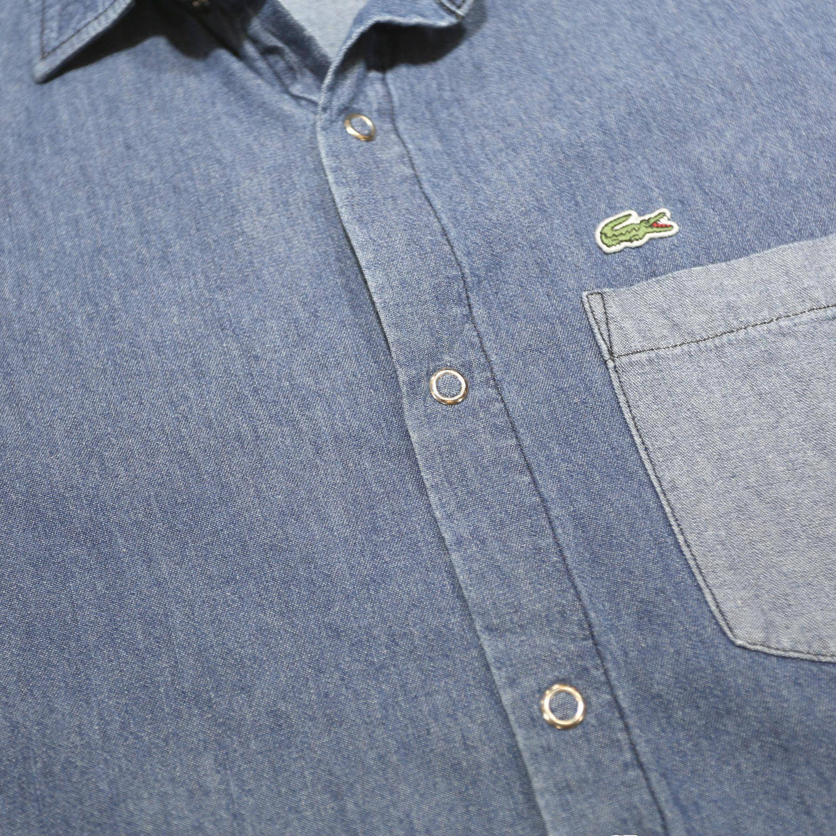 LACOSTE LIVE Mens Blue Denim Shirt XL Casual Cotton Long Sleeve Pocket