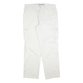 THE LOST CITY Mens Cotton Blend White Regular Fit Cargo Trousers W38 L34 Zip