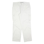 THE LOST CITY Mens Cotton Blend White Regular Fit Cargo Trousers W38 L34 Zip