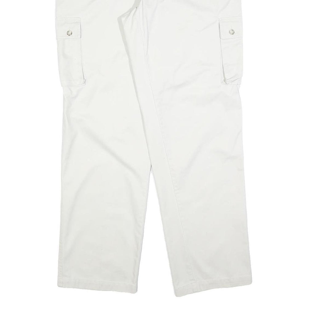 THE LOST CITY Mens Cotton Blend White Regular Fit Cargo Trousers W38 L34 Zip