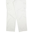 THE LOST CITY Mens Cotton Blend White Regular Fit Cargo Trousers W38 L34 Zip