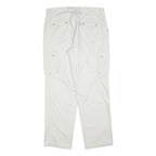 THE LOST CITY Mens Cotton Blend White Regular Fit Cargo Trousers W38 L34 Zip