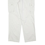 THE LOST CITY Mens Cotton Blend White Regular Fit Cargo Trousers W38 L34 Zip