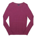TOMMY HILFIGER Womens Red Patterned Cotton Blend Jumper Crew Neck Cable Knit M