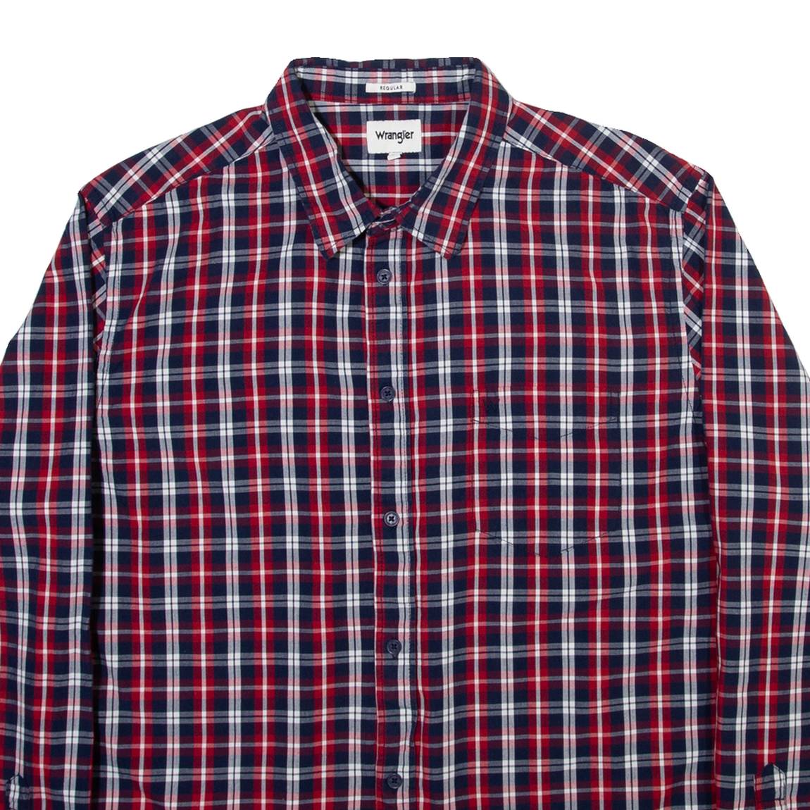 WRANGLER Mens Shirt Red Check Long Sleeve XL