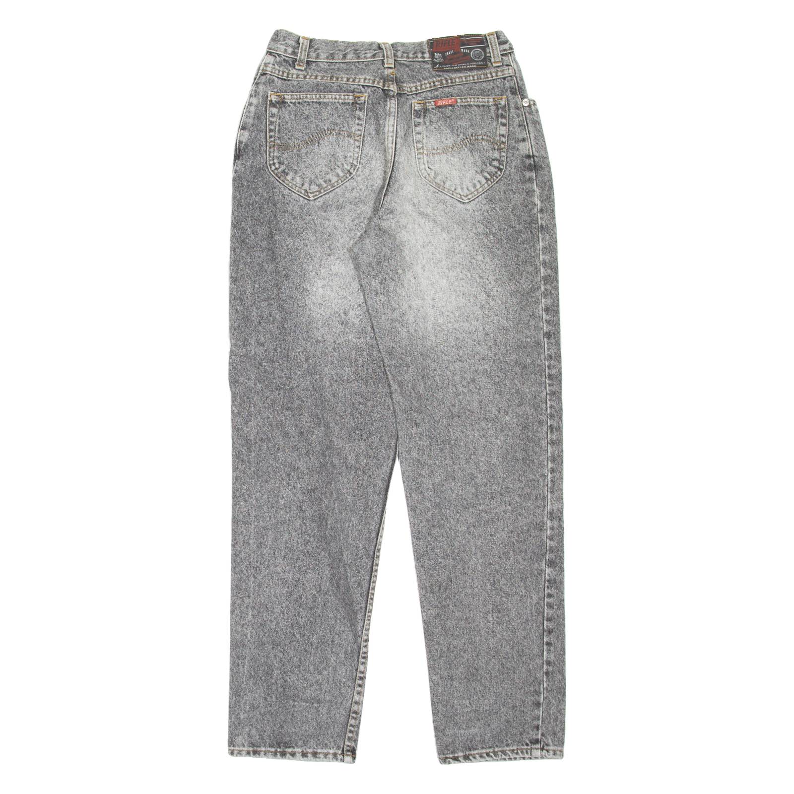 RIFLE Womens Jeans Grey Regular Mom 90s Stone Wash W26 L30