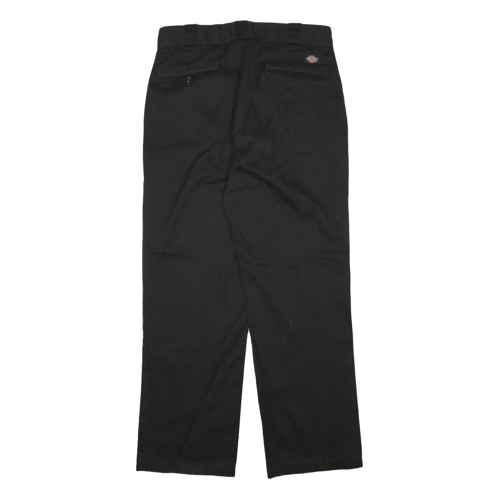 DICKIES Mens Cotton Blend Black Regular Straight Trousers W30 L29 Workwear Zip
