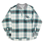 MANUFACTURER Mens White & Teal Check Long Sleeve XL Polo Shirt Classic Fit