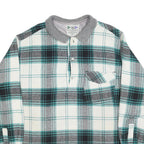 MANUFACTURER Mens White & Teal Check Long Sleeve XL Polo Shirt Classic Fit