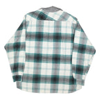 MANUFACTURER Mens White & Teal Check Long Sleeve XL Polo Shirt Classic Fit