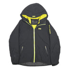 HELLY HANSEN Mens Black & Yellow Outdoor Jacket S Polyamide Hooded Zip Stand-Up