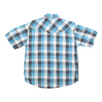 DICKIES Mens Blue & Grey Check Short Sleeve Shirt S Casual Cotton Blend