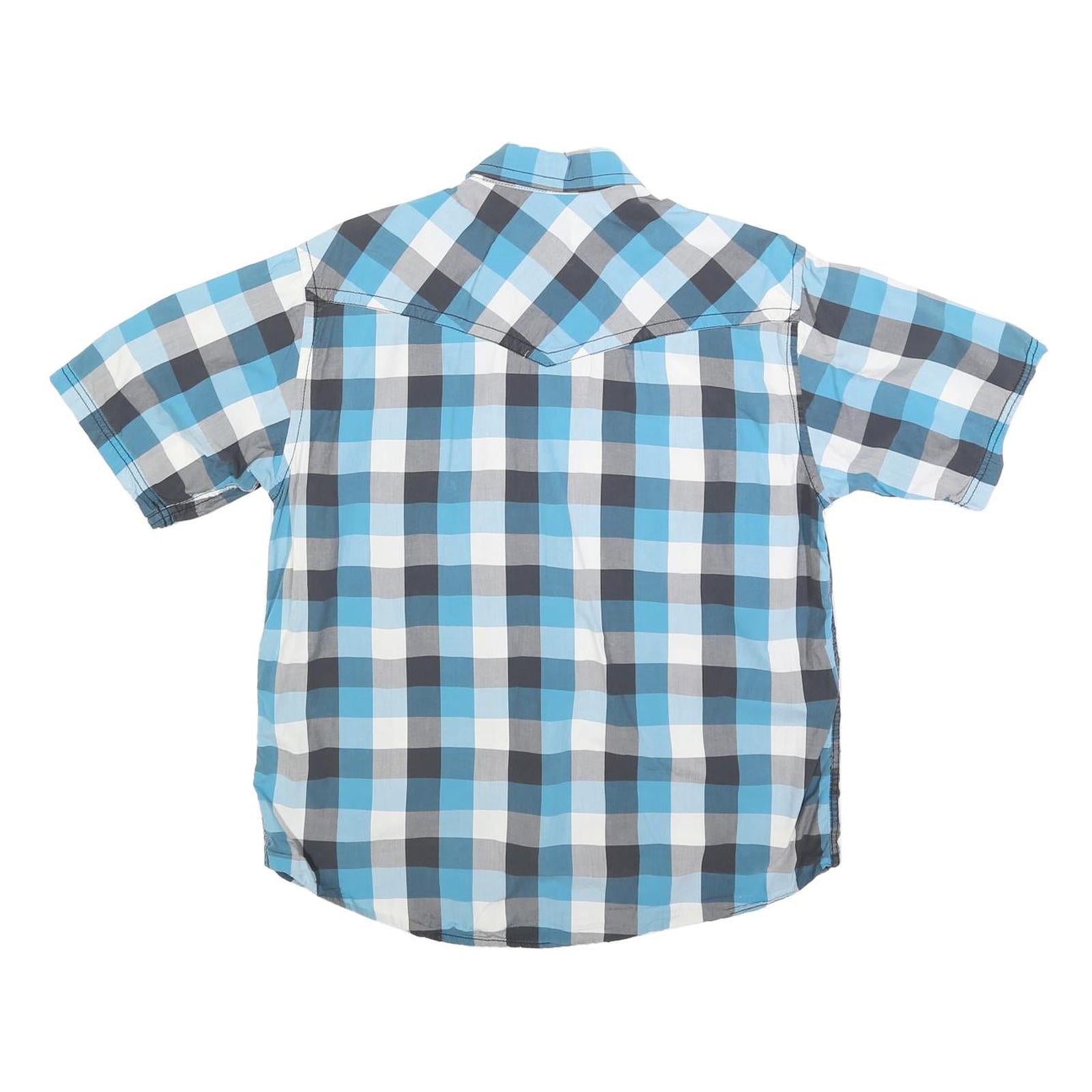 DICKIES Mens Blue & Grey Check Short Sleeve Shirt S Casual Cotton Blend