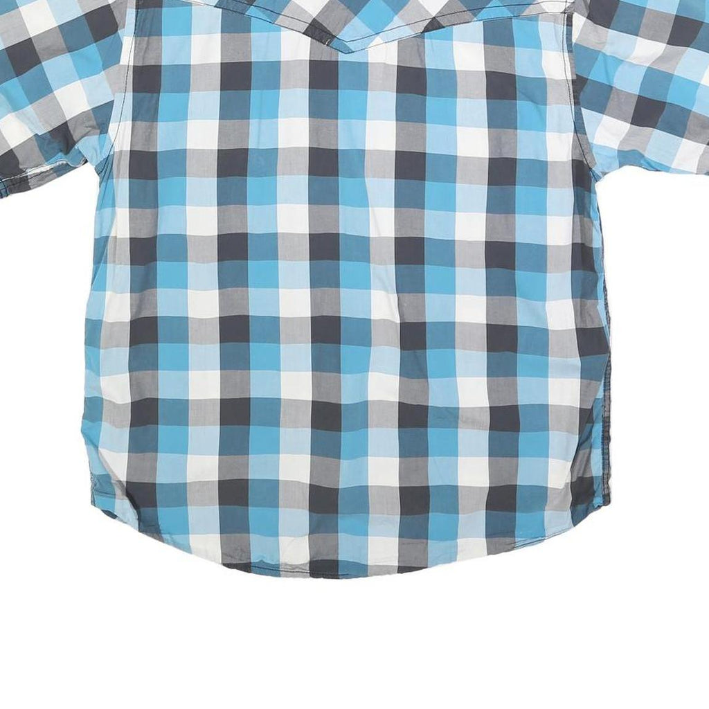DICKIES Mens Blue & Grey Check Short Sleeve Shirt S Casual Cotton Blend
