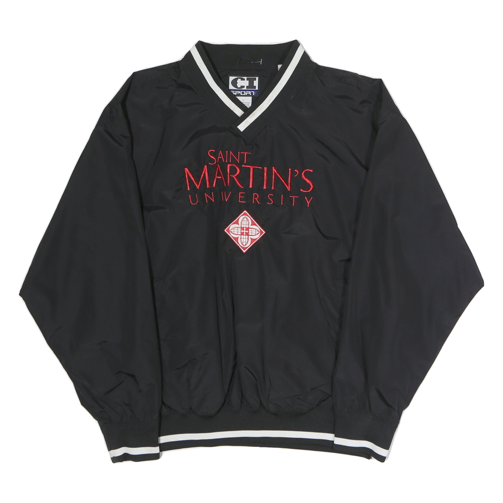 CI SPORT Mens Black Saint Martins University V-Neck L Sweatshirt Embroidered