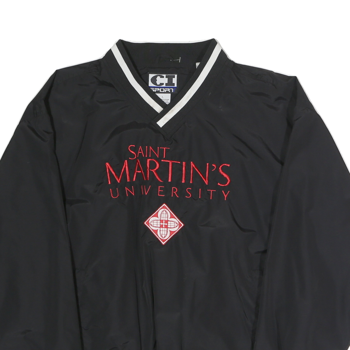 CI SPORT Mens Black Saint Martins University V-Neck L Sweatshirt Embroidered