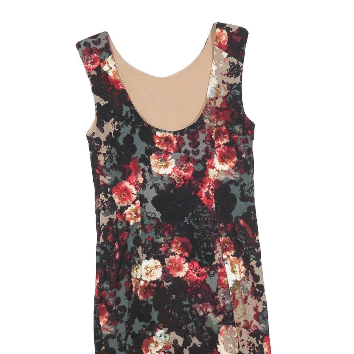 CARMEN Womens Black & Red Floral Bodycon Cotton Blend Midi Dress Size S
