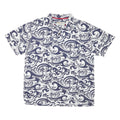 CRAY SHIRTS Mens Blue & White Wave Print Short Sleeve Polo Shirt M Cotton Blend