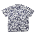 CRAY SHIRTS Mens Blue & White Wave Print Short Sleeve Polo Shirt M Cotton Blend