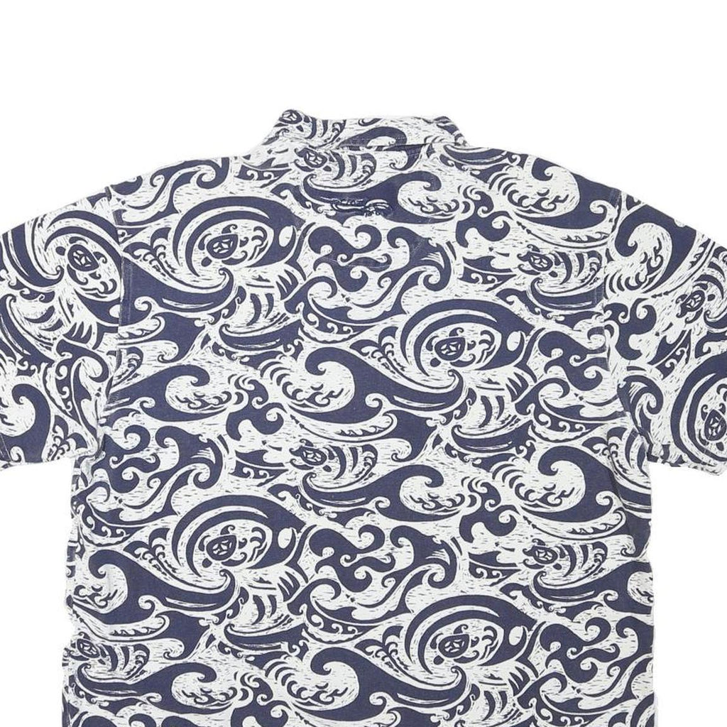 CRAY SHIRTS Mens Blue & White Wave Print Short Sleeve Polo Shirt M Cotton Blend
