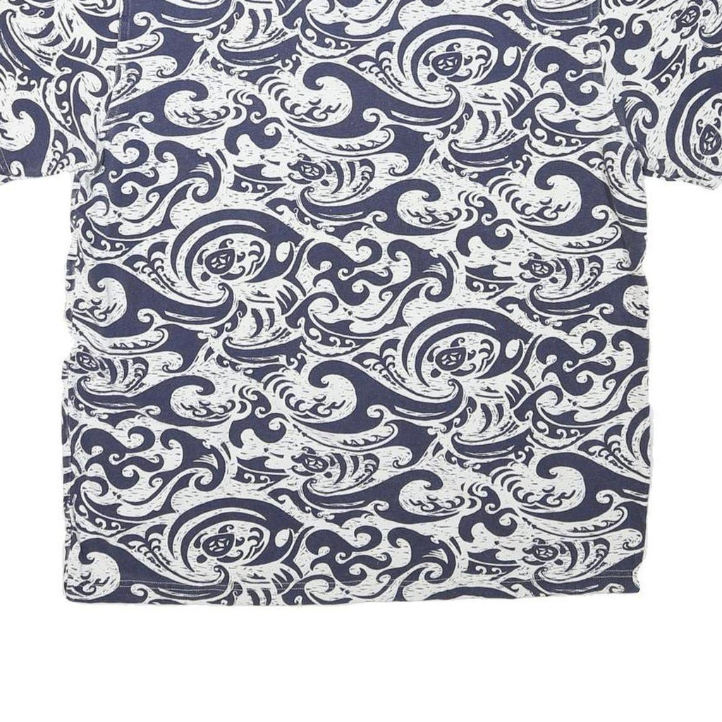 CRAY SHIRTS Mens Blue & White Wave Print Short Sleeve Polo Shirt M Cotton Blend