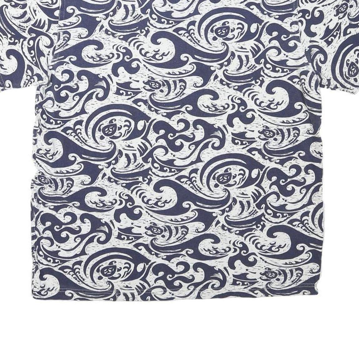 CRAY SHIRTS Mens Blue & White Wave Print Short Sleeve Polo Shirt M Cotton Blend